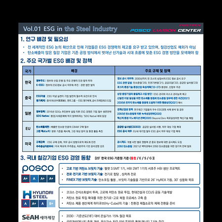 Trend Tech Report. Vol.1. ESG in the Steel Industry Summry